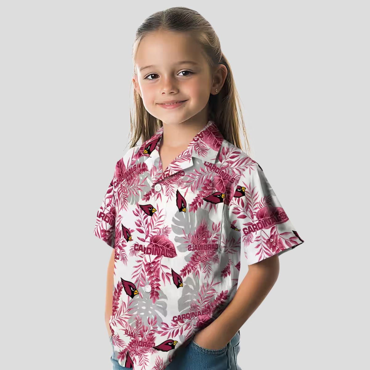 Men's Red & White Tropical Leaf Hawaiian Shirt - Arizona Cardinals NFL Apparel
