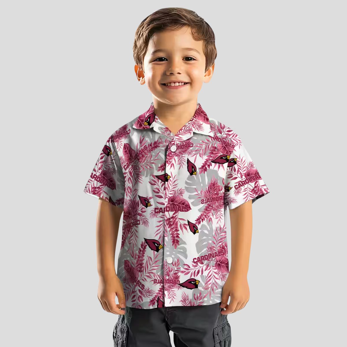 Men's Red & White Tropical Leaf Hawaiian Shirt - Arizona Cardinals NFL Apparel