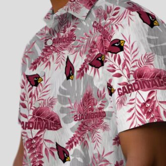 Men's Red & White Tropical Leaf Hawaiian Shirt - Arizona Cardinals NFL Apparel