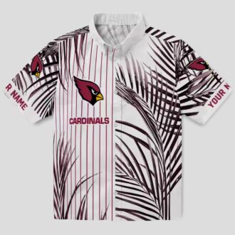 NFL Cardinals Team Hawaiian Shirt - Red, Black, White Palm Stripes