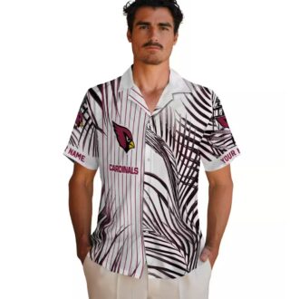 NFL Cardinals Team Hawaiian Shirt - Red, Black, White Palm Stripes