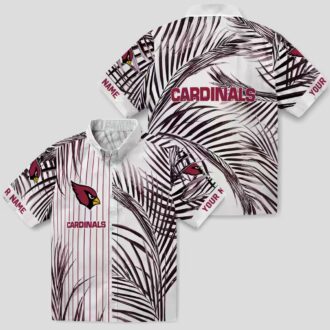 NFL Cardinals Team Hawaiian Shirt - Red, Black, White Palm Stripes