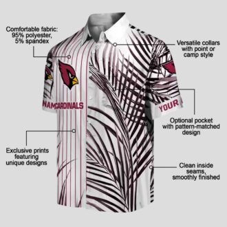 NFL Cardinals Team Hawaiian Shirt - Red, Black, White Palm Stripes