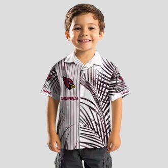 NFL Cardinals Team Hawaiian Shirt - Red, Black, White Palm Stripes