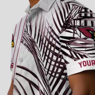 NFL Cardinals Team Hawaiian Shirt - Red, Black, White Palm Stripes
