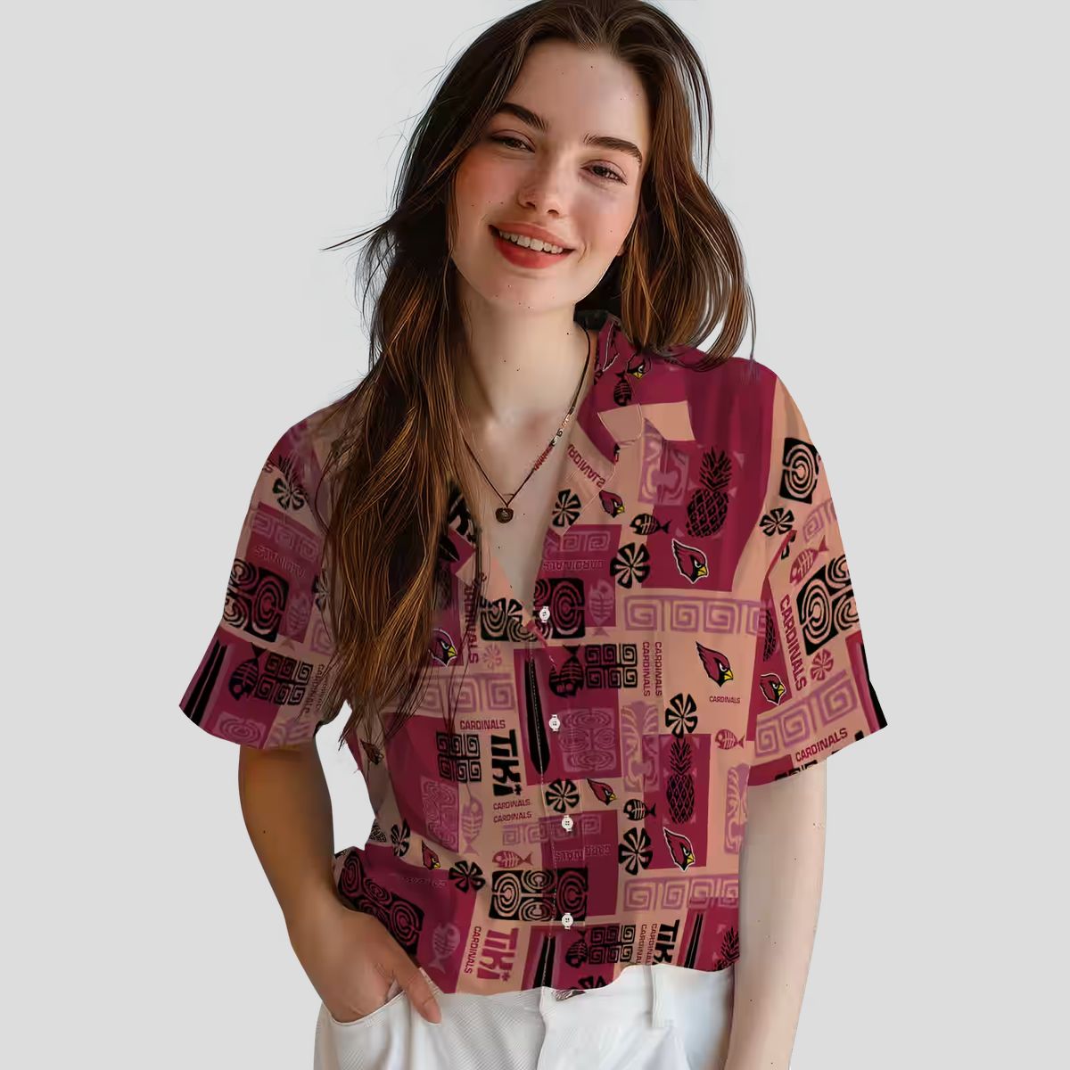 NFL Cardinals Tribal Symbols Red Hawaiian Shirt for Men & Women