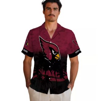 Personalized Arizona Cardinals Sunset Hawaiian Shirt – Red & Black Football Fan Apparel