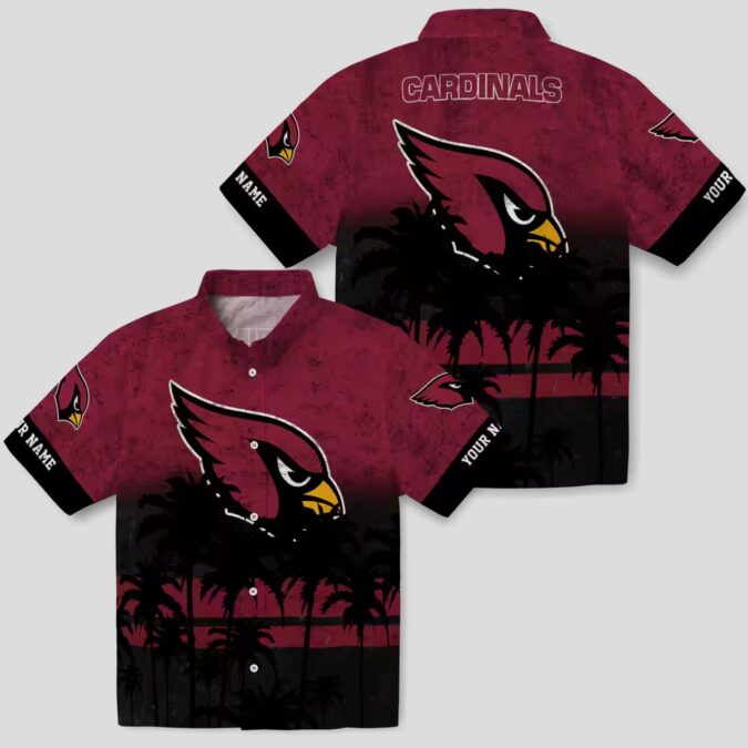 Personalized Arizona Cardinals Sunset Hawaiian Shirt – Red & Black Football Fan Apparel