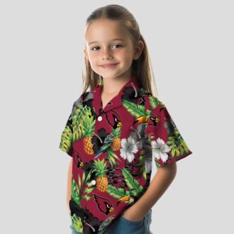 Red & Green Arizona Cardinals Hawaiian Shirt - Toucan Hibiscus Pineapple