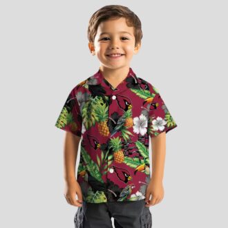 Red & Green Arizona Cardinals Hawaiian Shirt - Toucan Hibiscus Pineapple