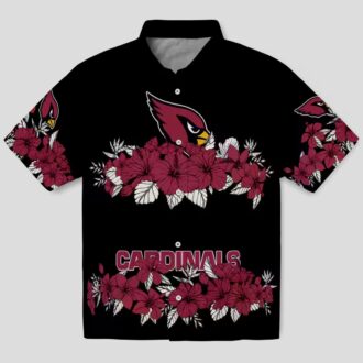 Red and Black Cardinals Hibiscus Stripe Hawaiian Shirt, NFL Aloha Shirts