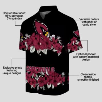 Red and Black Cardinals Hibiscus Stripe Hawaiian Shirt, NFL Aloha Shirts