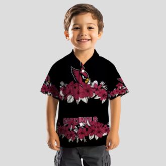 Red and Black Cardinals Hibiscus Stripe Hawaiian Shirt, NFL Aloha Shirts