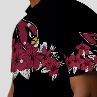 Red and Black Cardinals Hibiscus Stripe Hawaiian Shirt, NFL Aloha Shirts