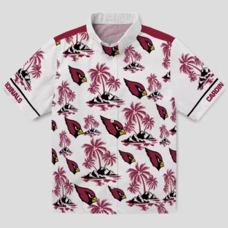 Red and White Hawaiian Shirts, Palm Island Print Cardinals Shirt