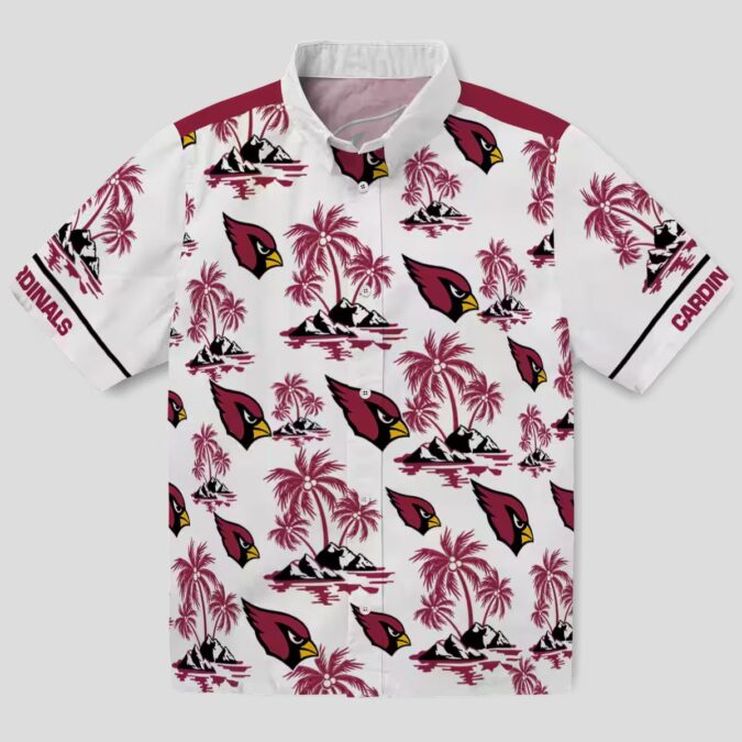 Red and White Hawaiian Shirts, Palm Island Print Cardinals Shirt