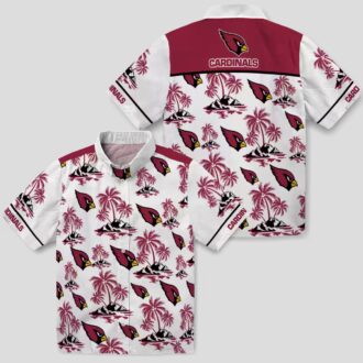 Red and White Hawaiian Shirts, Palm Island Print Cardinals Shirt