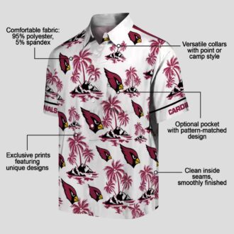 Red and White Hawaiian Shirts, Palm Island Print Cardinals Shirt