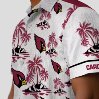Red and White Hawaiian Shirts, Palm Island Print Cardinals Shirt