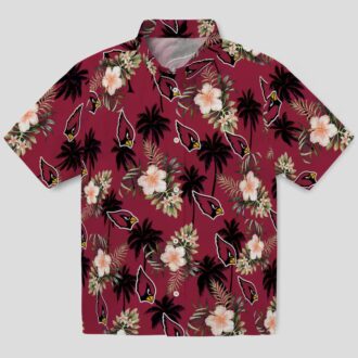 Red Arizona Cardinals Hawaiian Shirt - Palm Trees & Flowers