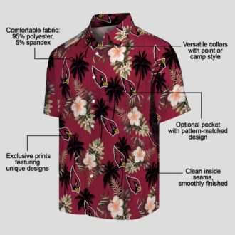Red Arizona Cardinals Hawaiian Shirt - Palm Trees & Flowers