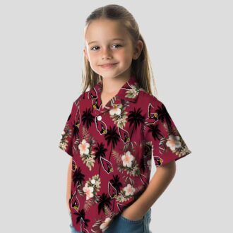 Red Arizona Cardinals Hawaiian Shirt - Palm Trees & Flowers