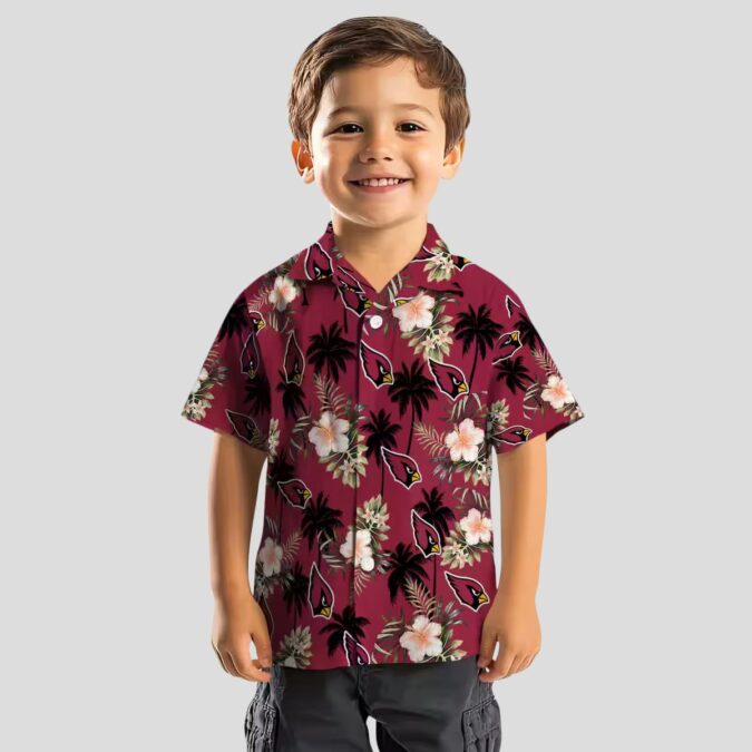 Red Arizona Cardinals Hawaiian Shirt - Palm Trees & Flowers