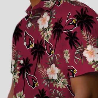 Red Arizona Cardinals Hawaiian Shirt - Palm Trees & Flowers