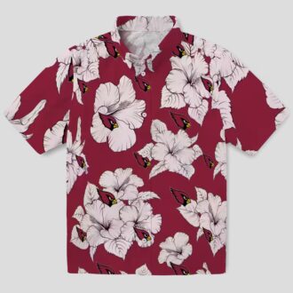 Red White Hibiscus Blooms Hawaiian Summer Shirt for Arizona Cardinals Fans