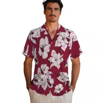 Red White Hibiscus Blooms Hawaiian Summer Shirt for Arizona Cardinals Fans