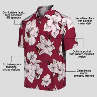 Red White Hibiscus Blooms Hawaiian Summer Shirt for Arizona Cardinals Fans