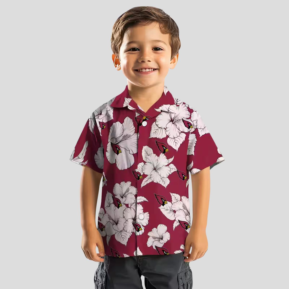 Red White Hibiscus Blooms Hawaiian Summer Shirt for Arizona Cardinals Fans