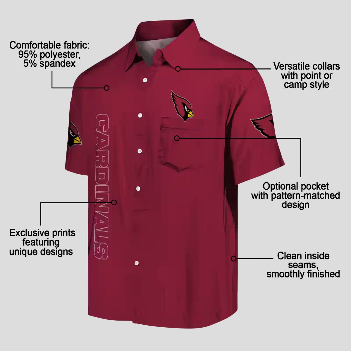 Stuart Minion Red Hawaiian Shirt with Arizona Cardinals Logo