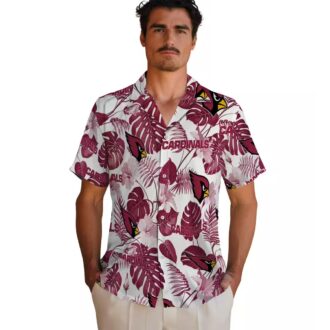 Tropical Print Arizona Cardinals Shirt, Red White Hawaiian Shirts
