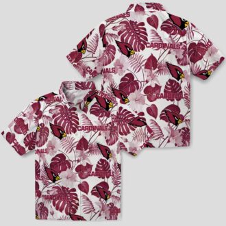 Tropical Print Arizona Cardinals Shirt, Red White Hawaiian Shirts