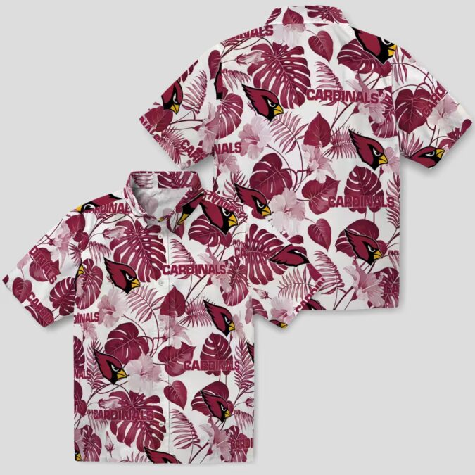 Tropical Print Arizona Cardinals Shirt, Red White Hawaiian Shirts