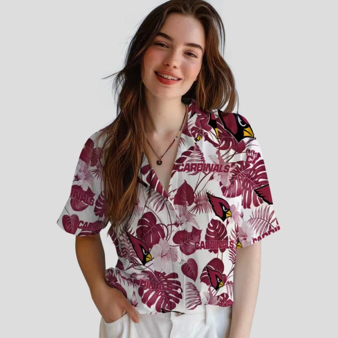 Tropical Print Arizona Cardinals Shirt, Red White Hawaiian Shirts