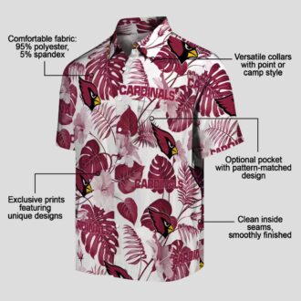 Tropical Print Arizona Cardinals Shirt, Red White Hawaiian Shirts