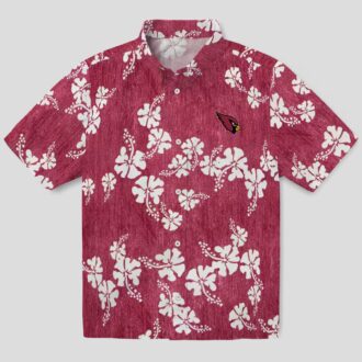 Women's Red Hibiscus Clusters Hawaiian Shirt with Cardinals Logo