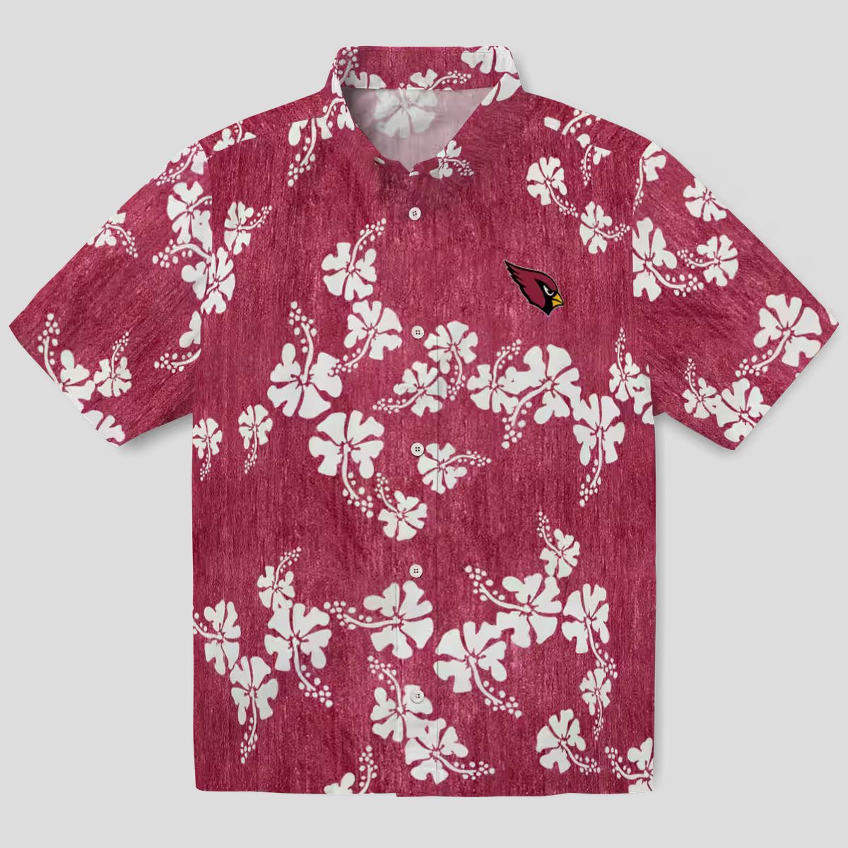 Women's Red Hibiscus Clusters Hawaiian Shirt with Cardinals Logo