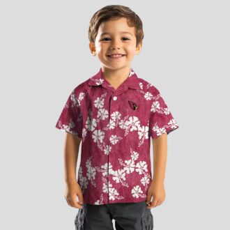 Women's Red Hibiscus Clusters Hawaiian Shirt with Cardinals Logo