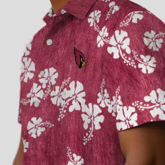 Women's Red Hibiscus Clusters Hawaiian Shirt with Cardinals Logo