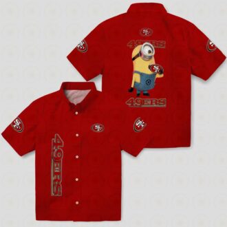 49ers Stuart Minion Red Hawaiian Shirt, NFL Fan Aloha Shirt for Vacation & Casual Wear