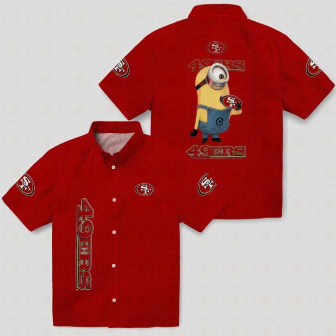 49ers Stuart Minion Red Hawaiian Shirt, NFL Fan Aloha Shirt for Vacation & Casual Wear