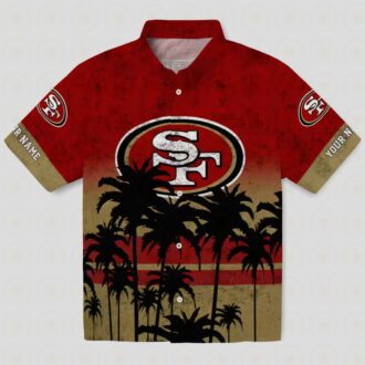 Custom Red & Black San Francisco 49ers Hawaiian Shirt with Sunset Print for Fans