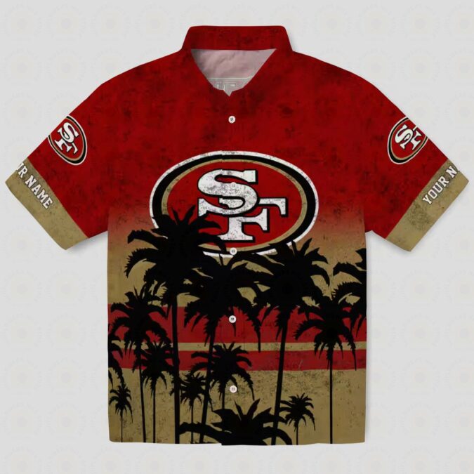 Custom Red & Black San Francisco 49ers Hawaiian Shirt with Sunset Print for Fans