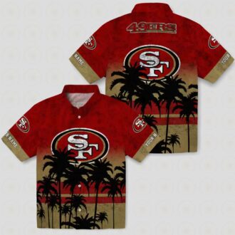 Custom Red & Black San Francisco 49ers Hawaiian Shirt with Sunset Print for Fans
