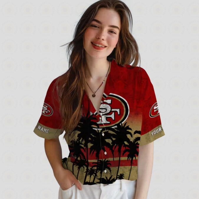 Custom Red & Black San Francisco 49ers Hawaiian Shirt with Sunset Print for Fans
