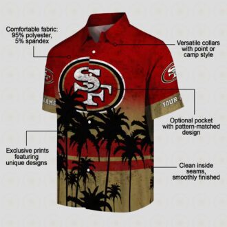 Custom Red & Black San Francisco 49ers Hawaiian Shirt with Sunset Print for Fans