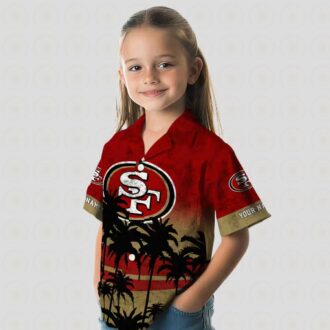Custom Red & Black San Francisco 49ers Hawaiian Shirt with Sunset Print for Fans